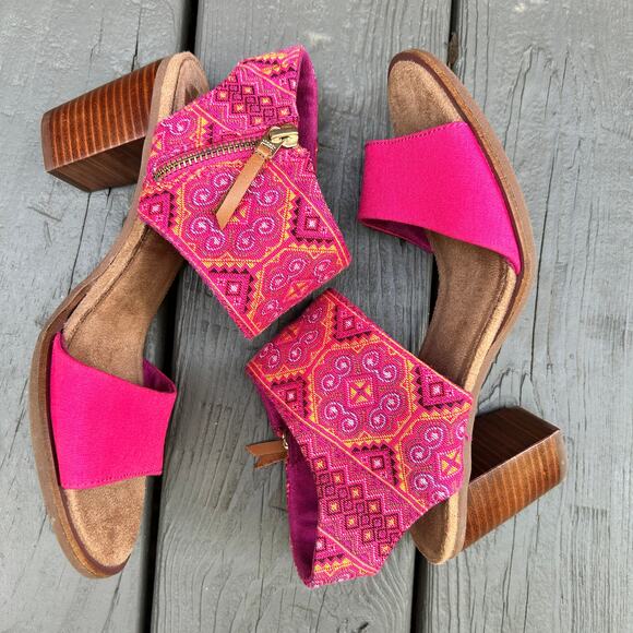 Toms Sandals Womens Majorca Pink Zip Up Cutouts Open Toe Block Heel Dress Sz 7.5 - Picture 5 of 9